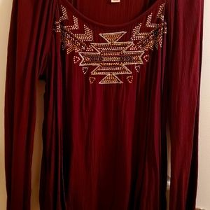 Mossimo Boho Aztec embroidered top